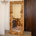 Mirror with olive wood frame