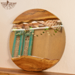 Round mirror with natural olive wood