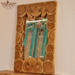 Mirror with natural olive wood frame