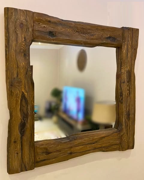 456406709_515737480965373_9122827471555345174_n.jpg Vintage Natural Wood Mirror - Image 1