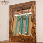 Mirror with natural olive wood frame