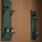 Shelves with antique shutters